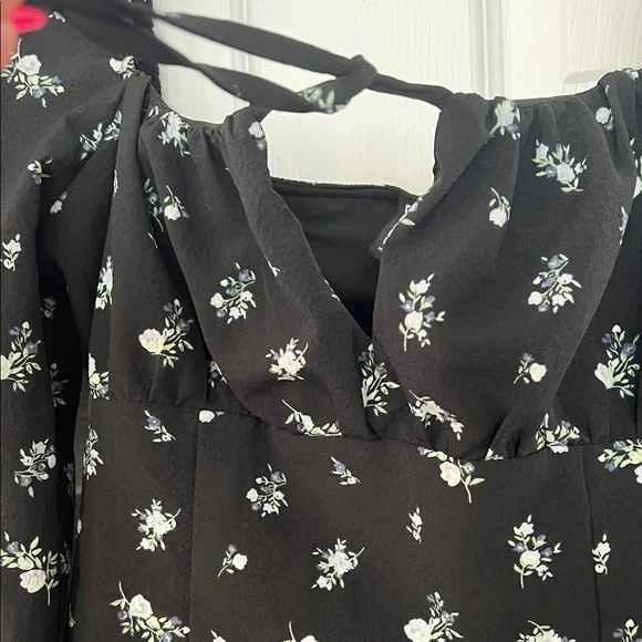H&M Black Floral Long Sleeve Dress - Picture 3 of 5